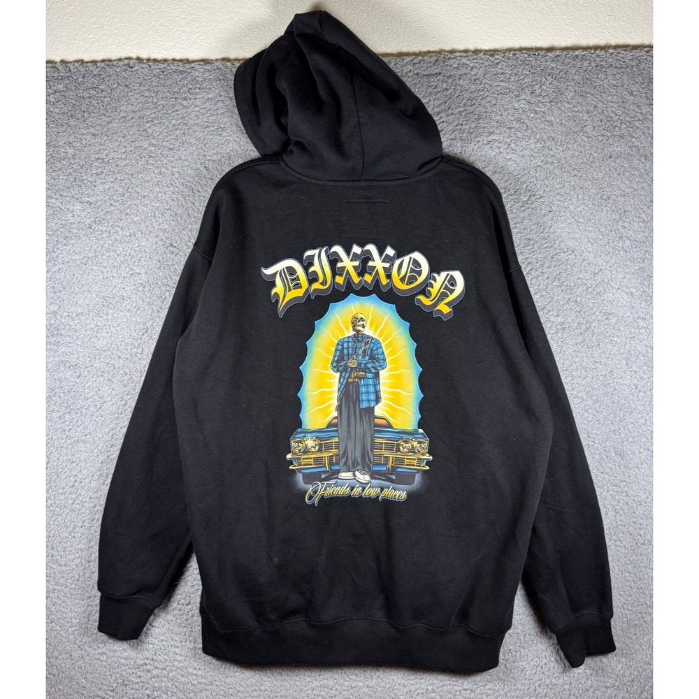 Dixxon Flannel Co Hoodie Men‎ Large Black Full Zip Respect Arch Chicano Lowrider